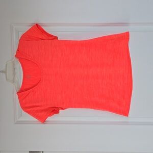 Athleta Women's Neon Orange Shadow Stripe Chi Tee- M